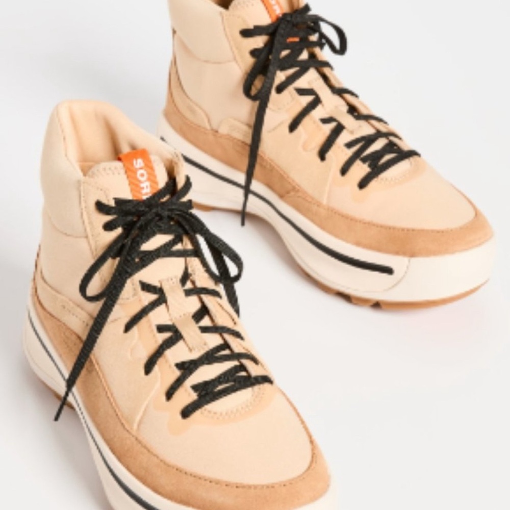 Sorel Women's Tan and Black High-Top Sneakers